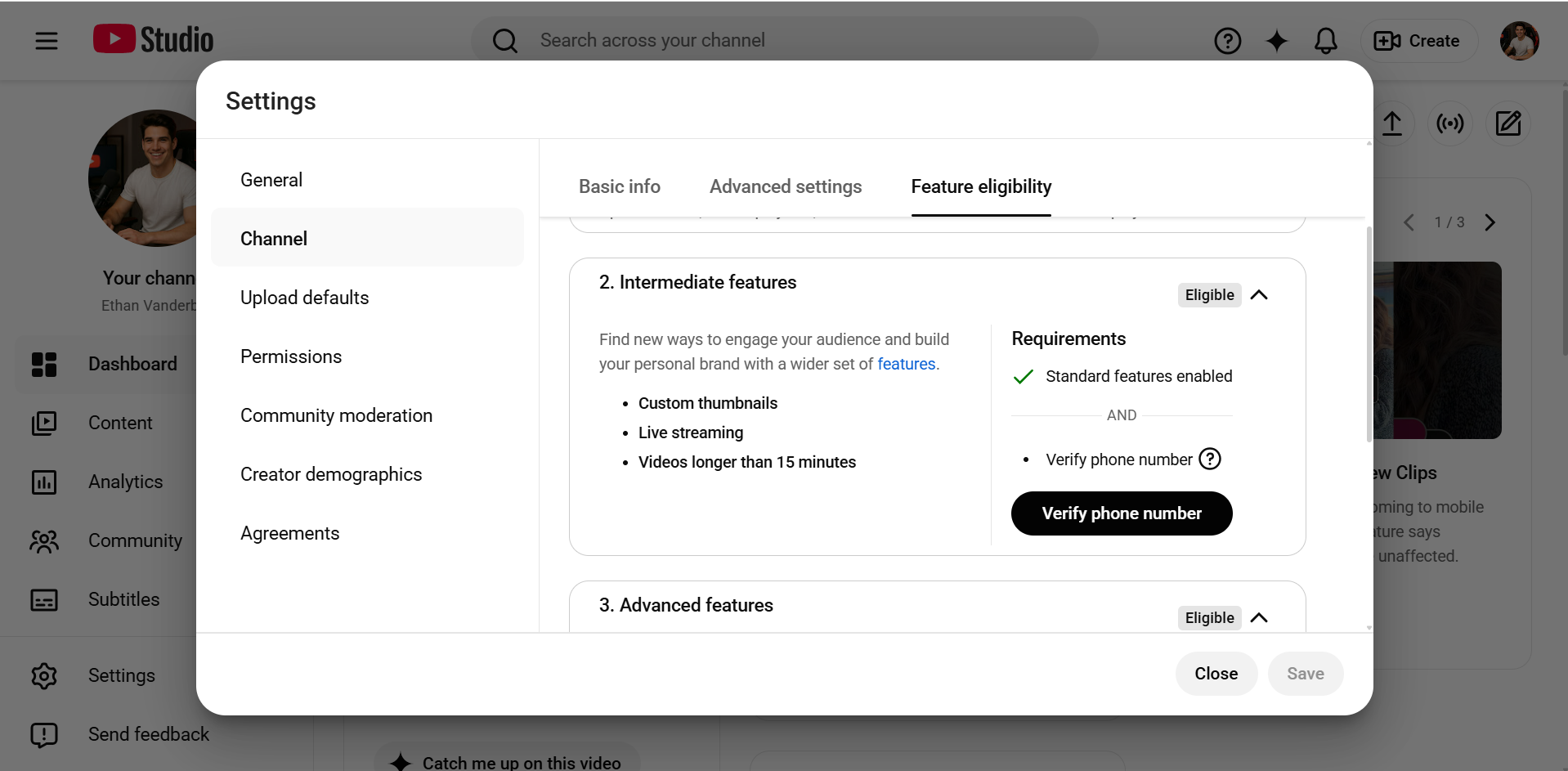 YouTube mobile phone number entry field for verification code request.